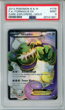 2012 POKEMON DARK EXPLORERS TORNADUS EX #108 HOLO FOIL CARD PSA 9 MINT #28741881 - Image 1