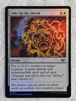 MTG Take Up the Shield FOIL Outlaws of Thunder Junction (OTJ) #34 Magic Card NM - Image 2