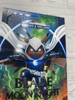 Pikachu as Blade Moonknight #T9 Holo Heroes & Villains non-Pokemon fan art - Image 4