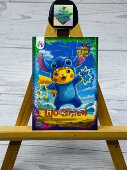 Pikachu as Cosplay Lilo & Stitch lazer Holo Non- Pokemon Fan Art Holyday Edition - Image 1