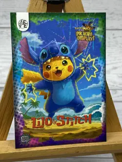 Pikachu as Cosplay Lilo & Stitch lazer Holo Non- Pokemon Fan Art Holyday Edition - Image 2