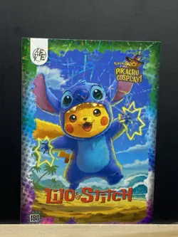 Pikachu as Cosplay Lilo & Stitch lazer Holo Non- Pokemon Fan Art Holyday Edition - Image 5