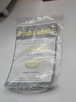 1999 Burger King Pokemon 23K Gold-Plated PIKACHU Card With Box, Ball And CoA - Image 2