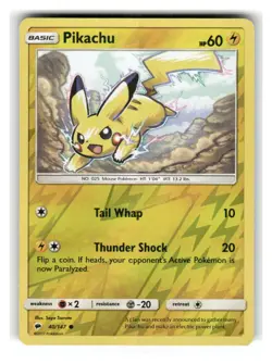 Pikachu 40/147 Common Burning Shadows Pokemon Reverse Holo Lightly Played - Image 1