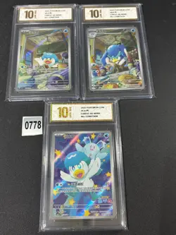 3PCS Quaxly 3S CBB1C-0508/09,0608/08,0509/09 Pokemon Card ChineseGrade 10 - Image 1