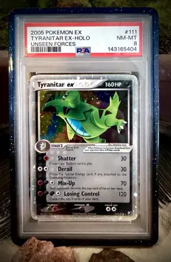 PSA 8 *NEW CERT* 2005 Pokemon Ex Unseen Forces #111/115 Tyranitar ex Holo - Image 1