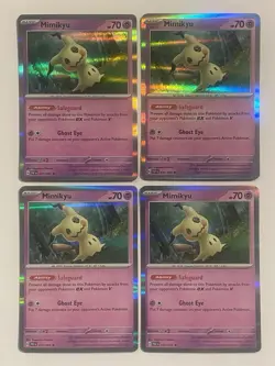 4x Pokemon Mimikyu 37/91 Paldean Fates Holo NM Playset - Image 1