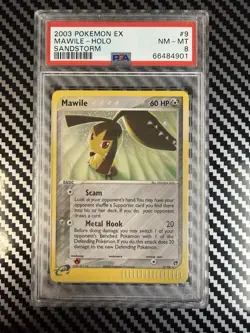 2003 Pokemon TCG Mawile Holo Rare EX Sandstorm 9/100 PSA 8 NM-MT - Image 1