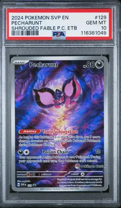PSA 10 GEM MINT 2024 SHROUDED FABLE PECHARUNT POKEMON CENTER ETB PROMO SVP 129🔥 - Image 1