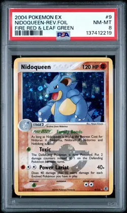 2004 POKEMON EX FIRE RED & LEAF GREEN #9 NIDOQUEEN-REVERSE FOIL PSA 8 - Image 1
