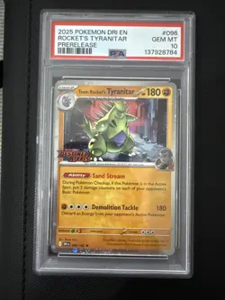 2025 POKEMON DESTINED RIVALS PRERELEASE-STAFF TEAM ROCKET'S TYRANITAR PSA 10 - Image 3