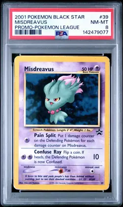 2001 POKEMON PROMO BLACK STAR #39 MISDREAVUS PROMO-POKEMON LEAGUE PSA 8 - Image 1