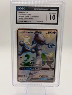 CGC 10 MEWTWO GX SV59/SV94 FULL ART SHINY HIDDEN FATES POKEMON - Image 1