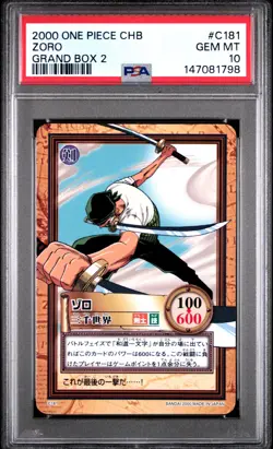 2000 Japanese One Piece CHB Zoro C181 PSA 10 GEM MINT Grand 2 - Image 3