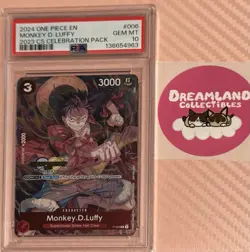 2024 One Piece EN Monkey D. Luffy CS Celebration Promo P-006 Foil PSA 10 POP 365 - Image 1