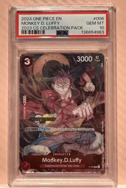 2024 One Piece EN Monkey D. Luffy CS Celebration Promo P-006 Foil PSA 10 POP 365 - Image 2