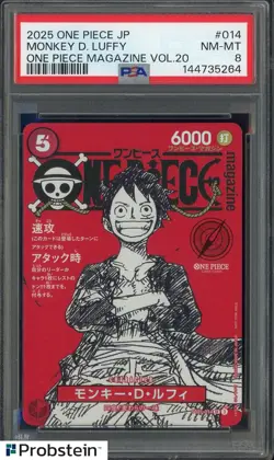 2025 ONE PIECE JPN PROMOS ONE PIECE MAGAZINE VOL.20 #014 MONKEY D. LUFFY PSA 8 - Image 1