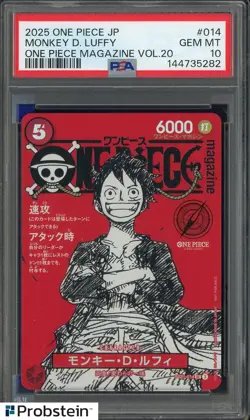 2025 ONE PIECE JPN PROMOS ONE PIECE MAGAZINE VOL.20 #014 MONKEY D. LUFFY PSA 10 - Image 1