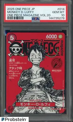 2025 ONE PIECE JPN PROMOS ONE PIECE MAGAZINE VOL.20 #014 MONKEY D. LUFFY PSA 10 - Image 1