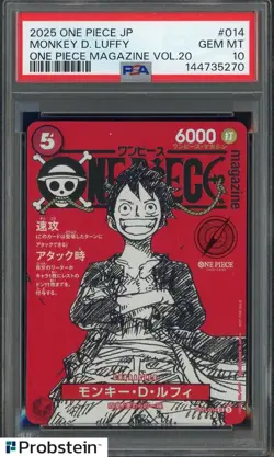 2025 ONE PIECE JPN PROMOS ONE PIECE MAGAZINE VOL.20 #014 MONKEY D. LUFFY PSA 10 - Image 1