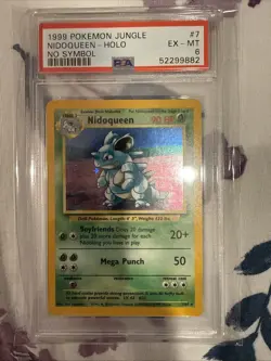 Pokemon Nidoqueen Holo Rare TCG Unlimited Jungle Card 7/64 No Symbol PSA 6 - Image 1