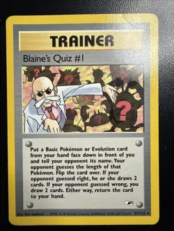 Blaine's Quiz 1 97/132 Gym Heroes Rare Pokemon Card - Image 1