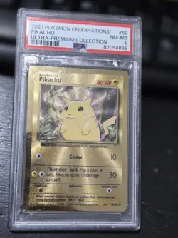 PSA 8 - 2021 Pokemon Celebrations UPC PIKACHU Gold Metal Card #58 - Image 1