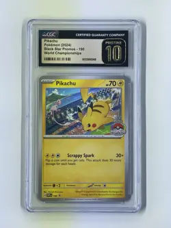 CGC PRISTINE 10 Pokemon Pikachu 2024 World Championships Promo - SVP 190 - Image 1