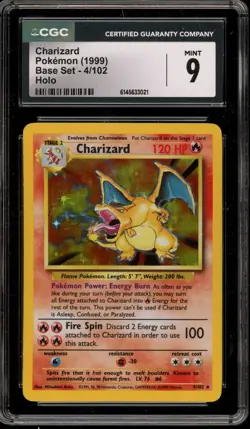 Pokemon Charizard Base Set Unlimited Holo Rare #4 CGC 9 Mint - Image 1
