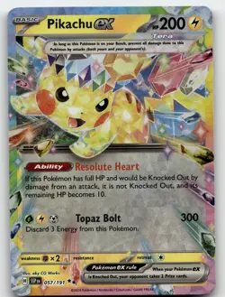 PIKACHU EX 057/191 DOUBLE RARE SURGING SPARKS POKEMON NEAR MINT - Image 2