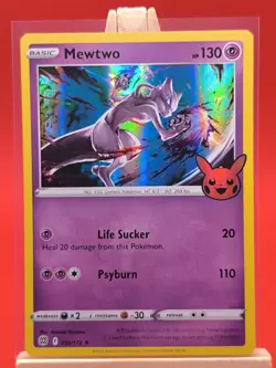 Mewtwo 2022 Trick Or Trade 056/172 Brilliant Stars Holo Rare Pokemon Card - Image 1