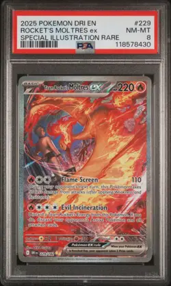 PSA 8 - Team Rocket's Moltres ex #229 Pokemon Destined Rivals - Image 1