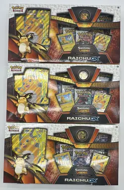 Lot of (3) Pokemon TCG Shining Legends Raichu GX Special Collection Boxes SEALED - Image 1