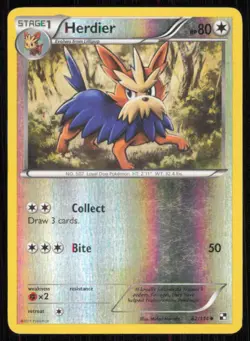 Herdier 82/114 Uncommon Black & White Pokemon Reverse Holo Lightly Played - Image 1