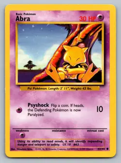 Pokemon TCG Base Set Abra 043/102 - Image 1