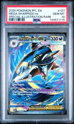 2025 POKEMON PHANTASMAL FLAMES SPECIAL ILLUSTRATION RARE MEGA SHARPEDO EX PSA 10 - Image 1