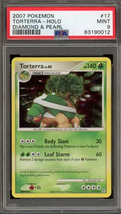 Pokemon Torterra Diamond & Pearl Holo Rare #17 PSA 9 Mint - Image 1
