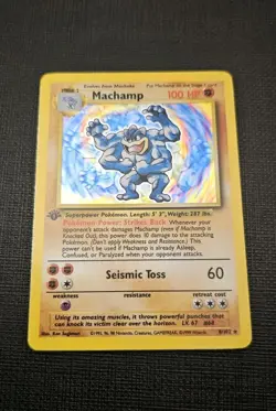 Pokemon TCG Machamp Base Set 8/102 Holo Unlimited Holo Rare LP Free Shipping 🔥 - Image 1