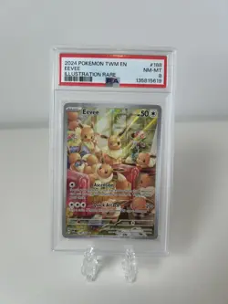 2024 Pokemon TWM Eevee #188 Illustration Rare PSA 8 - Image 1