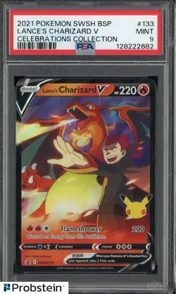 2021 Pokemon SWSH BSP Celebrations Collection #133 Lance's Charizard V PSA 9 - Image 1