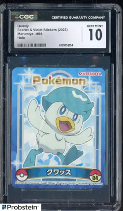 2023 Pokemon Scarlet & Violet Stickers Marumiya - #04 Quaxly Holo CGC 10 - Image 1