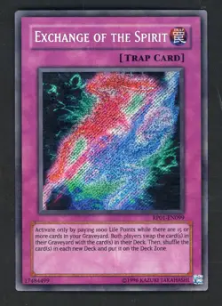 2008 Yu-Gi-Oh! RP01-EN099 Exchange of the Spirit Secret Rare - Image 1
