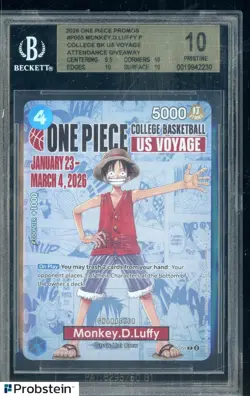 2026 Monkey D Luffy One Piece Promo College Basketball US Voyage BGS 10 PRISTINE - Image 1