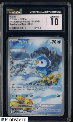 2025 Pokemon PFL EN Illustration Rare #098 Piplup CGC 10 GEM MINT - Image 1