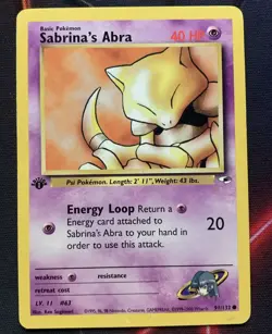 Sabrina's Abra 91/132 1st Edition Gym Heroes Pokemon Card - Image 1