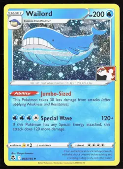 Wailord 038/195 (COSMOS) Holo Uncommon 2022 Prize Pack Series Cards Pokemon NM - Image 1