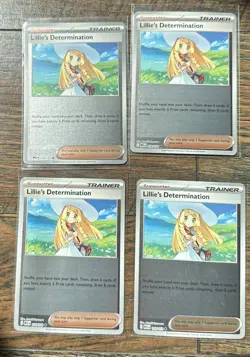 4 X Lillie’s Determination 119/132 Reverse Holo Pokemon Cards Playset - Image 1