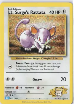 Lt. Surge's Rattata Classic Collection Trading Card Game Classic 015/034 NM - Image 1