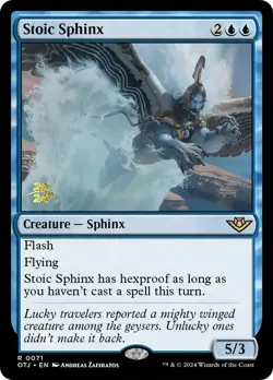 MTG Stoic Sphinx [Outlaws of Thunder Junction Prerelease Promos] Foil Near Mint - Image 1