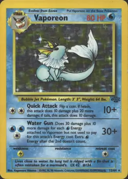 VAPOREON 12/64 HOLO RARE JUNGLE POKEMON UNLIMITED HOLO MP - Image 2